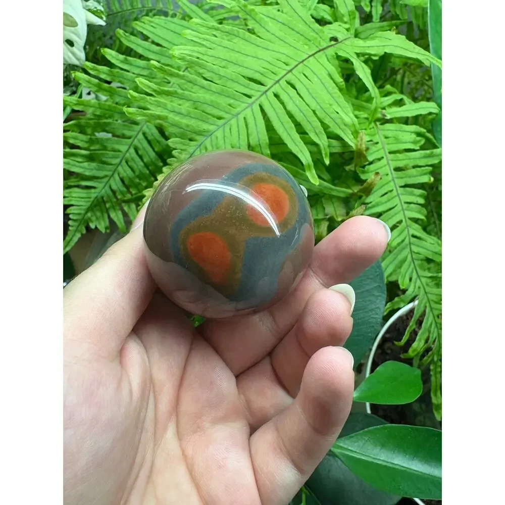 Polychrome Jasper Sphere – Earthy Red & Grey Orb - Picture 3 of 10